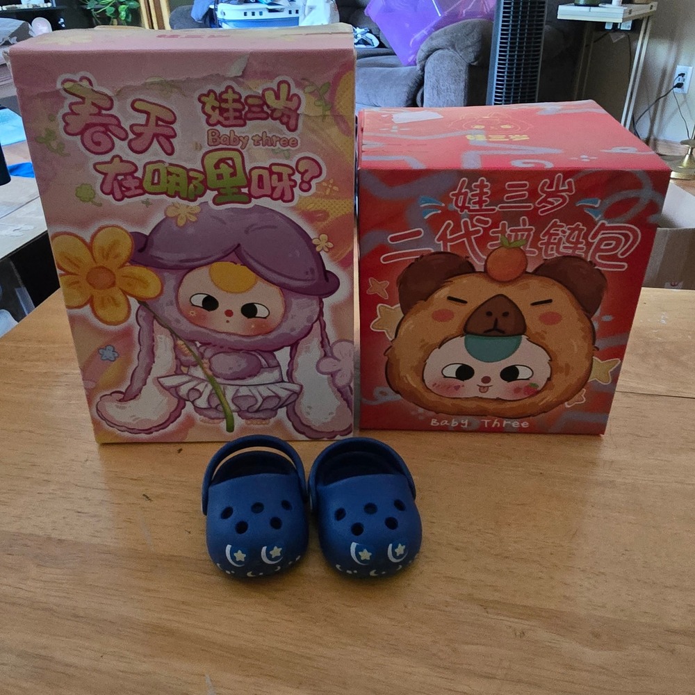 Baby Three Blind Box Set Where is Spring Zipper Bag Series with Doll Shoes Blue